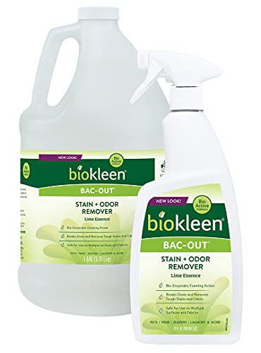 Biokleen Bac-Out Stain Remover for Clothes - 32 Ounce and Gallon Refill - Enzymatic, for Pet Stains, Laundry, Diapers, Wine, Carpets, & More, Eco-Friendly, Plant-Based