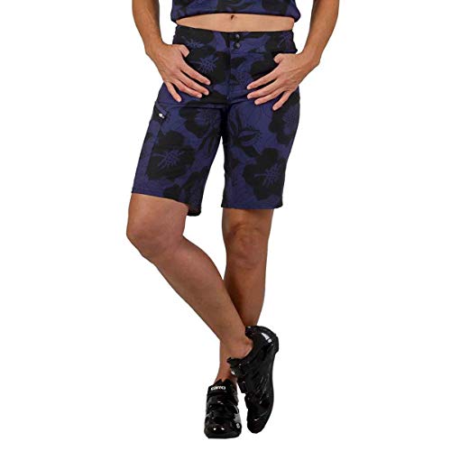 SHEBEEST Women's Dirty Beest Mountain Biking/Cycling Shorts, Zinnia-Navy/Black, Small