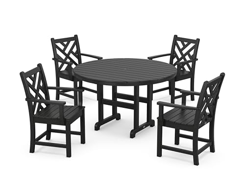 POLYWOOD Chippendale 5-Piece Round Outdoor Dining Set, 48