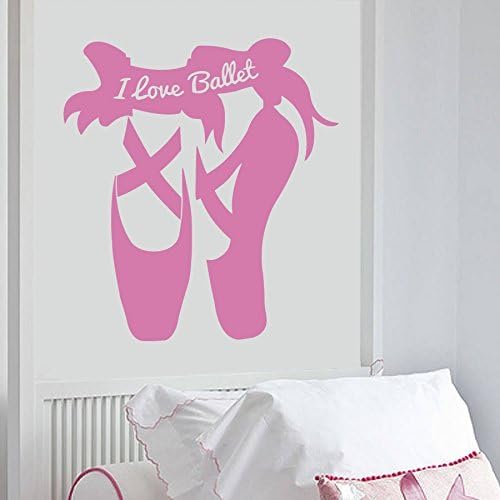 Vinilo adhesivo decorativo para pared, diseño de bailarina de baile, zapatos de gimnasia, bailarina y bailarina, signo I Love Ballet Girl Sport