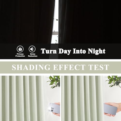Image of Vision Home Soft Green Pinch Pleated Full Blackout Curtains Linen Blended Room Darkening Curtain Panels 108 inch for Living Room Bedroom Thermal Insulated Pinch Pleat Drapes with Hooks 40 inch Wx108 Lx2