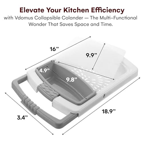 Tabla de Cortar Rectangular Vdomus 40.89 cm x 28.7 cm x 7.62 cm Gris Plástico con Mango Multiusos para Cocina y Camping miniatura 5
