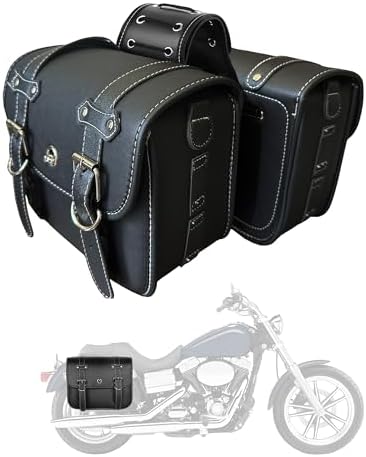 Dream Apparel Faux Leather Motorcycle Saddle Bags Studded Throw Over Saddlebags, PVC - View #14