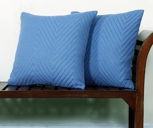 Image of RD TREND UltraSonic Microfiber Cushion Covers, 45 x 45 cm /18 x 18 inches, Set of 2, 250 TC,Back Zipper (Navy Blue)