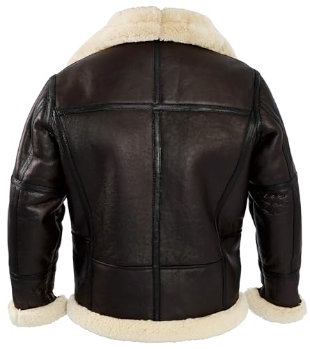 Image of B3 Bomber Jacket B3 Bomber Jacket Real Shearling Men RAF Bomber Ginger Mens Aviator Jacket (US, Alpha, XX-Large, Regular, Regular, Brown)