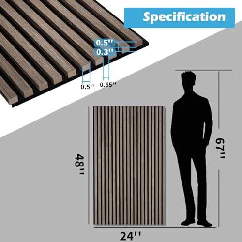 Image of Art3d 48 x 24 in 3D Fluted Soundproof Wood Slat Wall Panel, 2-Pack, Walnut