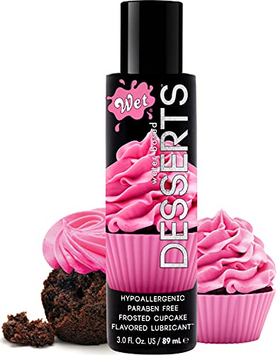 Wet Desserts Frosted Cupcake Flavored Edible Lube, Premium Personal Lubricant, 3 Ounce, for Men, Women and Couples, Ideal for Foreplay, Paraben Free, Gluten Free, Stain Free, Sugar-Free