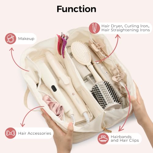 Elviros Travel Hair Tool Organizer for Dyson Airwrap and Shark, Beige — view 2