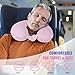 SAIREIDER Travel Neck Pillow 100% Memory Foam, Airplane Rest Prevents Head from Falling Forward, Plane Accessories with Storage Bag, Sleep Mask and Earplugs (Pink)