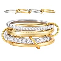 GmwyCzV Anelli Impilabili Donna, 18K Placcati Anello Donna con Cubica Zirconia, Anello a 4 Anelli Intrecciati in Oro e Argento, per L'Uso Quotidiano e per Le Occasioni Speciali(Numero 7)