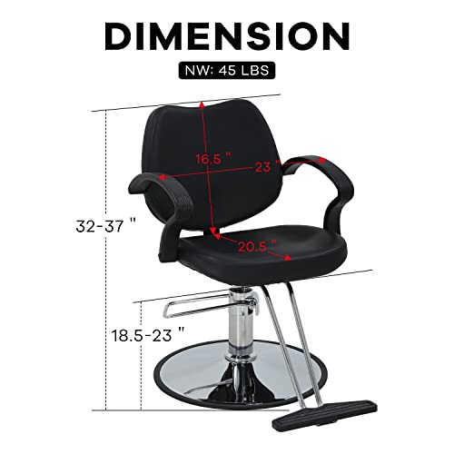 Hcy Barber Chair,Salon Chair For Hair Stylist Swivel Styling Chair Heavy Duty Hydraulic Pump Adjustable For Beauty Hair Salon Spa Shampoo(Black) Hy-Bs-3W-Black #TOP2