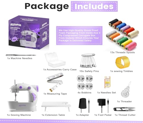 Image of JAXHOM Advance Sewing Machine Electric I Sewing Machine With Table Set I Mini Silai Machine With Focus Light, Foot Pedal, Adapter And Sewing Kit I Stitching Machine For Home Tailoring (SM-8)