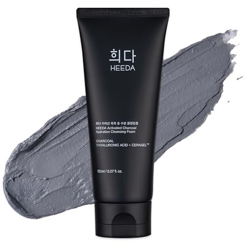 HEEDA Hyaluronic Acid & Ceramide All-In-One Cleanser, Deep Hydrating Face Wash with Charcoal...
