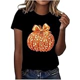 Thanksgiving T Shirts for Women 2025 Sparkly Glitter Pumpkin Bow Graphic Tees Cute Holiday Fall Clothes Funny Gifts Retro Party Sequin Tops Casual Crew Neck Pullover Short Sleeve Petite Blouse