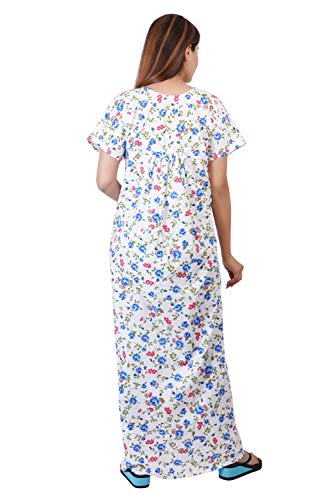 Image of Women's Cotton Block Print Knee Length Nighty