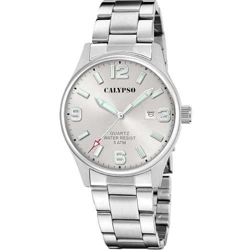 Montre homme Calypso cadran argenté idéale pour le bureau