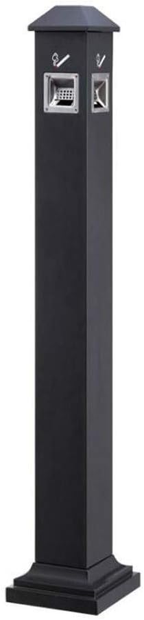 Soot Column Stainless Steel Smoke Column Shopping Mall Hotel Vertical Cigarette Pedicle Outdoor Trash Can with Ashtray Floor Ash Column Cigarette Butt (Color : Black)