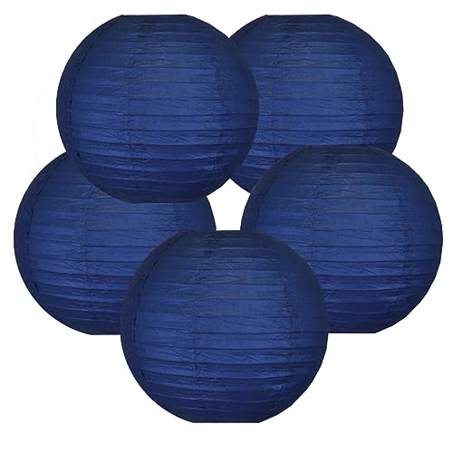 Image of 10 Inch Navy Blue Paper Lanterns for Graduation Decorations Classroom Graduation Party Graduation Cap Weddings Birthdays(Set of 5, Navy Blue)