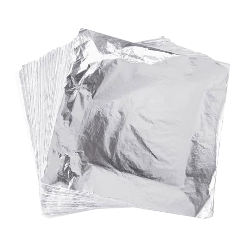 Silver Leaf Sheets 14cm 100pc Gold Leaf Foil Gilding Silver Foil for Nail Art Crafts Home Decoration Furniture Painting