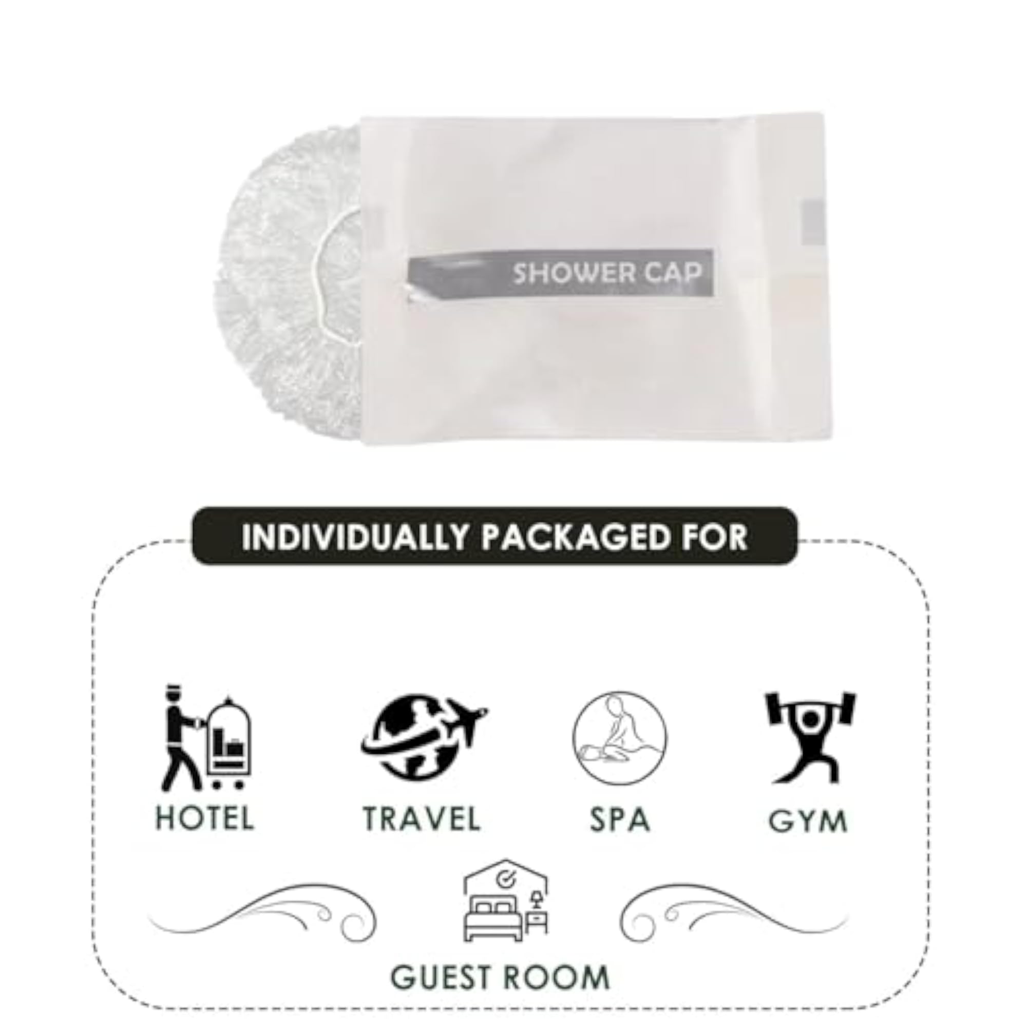 Shower Cap Pack of 50, Reusable Waterproof