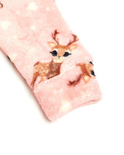 dELiAs Girls Coral Fleece Onesie Pajamas with Character Hood (Pink Reindeer, 10-12) - Thumbnail 4