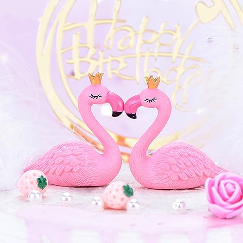 LONCESS Flamingo Fairy Garden Accessories,Cute Flamingos Miniature Figurines for Cake Topper, Car Decoration, Party Decor, Home Decoration, Plant Pots, Bonsai Craft Decor, DIY Craft, Cupcake Toppers