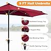 OLIXIS Half 9Ft Umbrella Outdoor Patio, Scalloped Patio Umbrella with Easy Crank, Sun Half Patio Umbrella for Balcony, Market, Garden, Red
