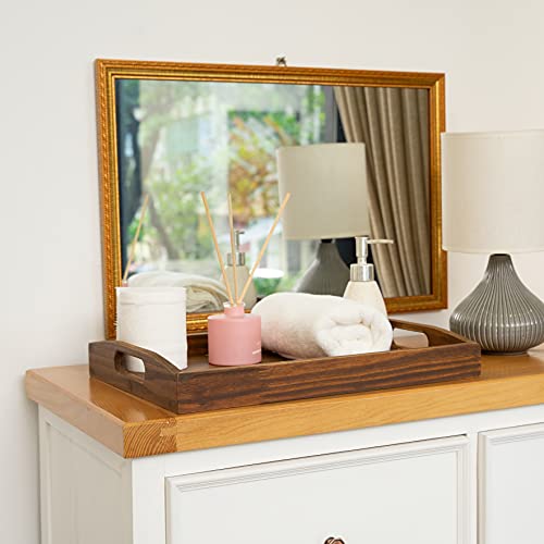 DECORLUXES Large Serving Tray Wooden Rustic 16.54 x 11.81 x 1.96 Inch with Handles Fruit Food Breakfast Coffee Cupcake Decorative Dinner Party - Thumbnail 5