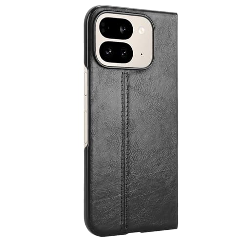 Coque Google Pixel 9 Pro Fold en cuir rétro chic noir