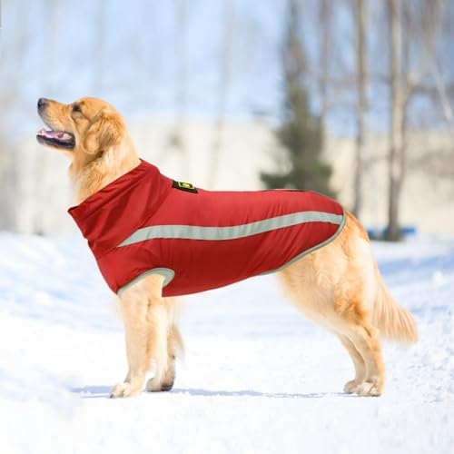 DoggieKit Hundejacke Wasserdichter Hundemantel Reflektierende Wintermantel mit Fleecefutter Winddichtes Wintermantel Hundepullover Hundekleidung für Kaltes Wetter Winter Warm Hunde Winterweste Jacken