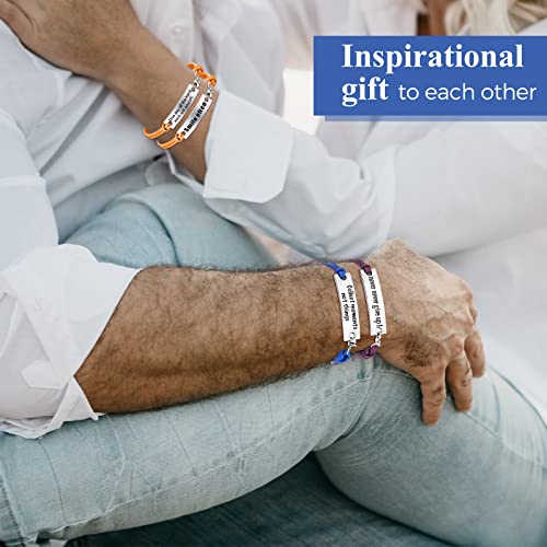 Mtlee 24 Pieces Inspirational Gifts Braided Bracelets Adjustable Motivational Quotes Bangle Bracelets Message Braided Bangle Jewelry For Women Kids Girls (Bright Colors Set) #TOP6