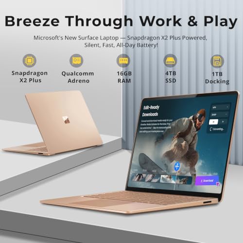 Image of Microsoft Surface 13.8 inch 2K Touch Laptop, Snapdragon X2 Plus, 16GB LPDDR5X, 5TB Storage(4TB SSD+1TB Docking Station Set), Qualcomm Adreno Graphics, Copilot+ PC, Backlit Keyboard, Win 11, Dune