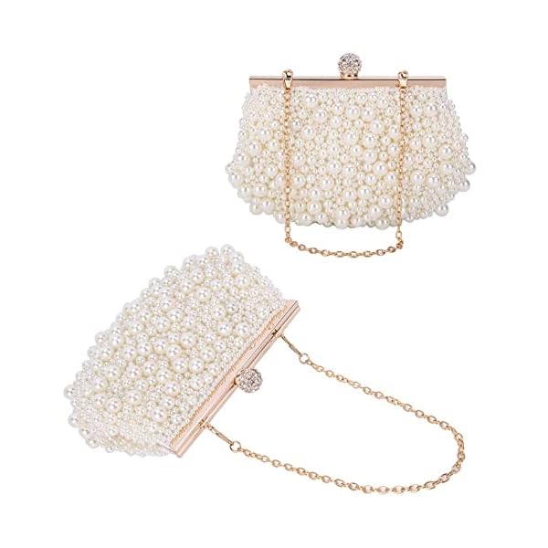 UBORSE Pearl Beaded Clutch Evening Bags for Women Formal Bridal Wedding Clutch Purse Prom Cocktail Party Handbags (One Size, White) - Image 8