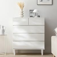 Amazon｜RASIK チェスト タンス 収納 80cm幅 ホワイト 脚付き 引き出し