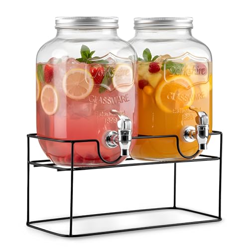 La Mejor Selección de Dispensador de agua de plastico . 44 Kingshouse | Set de Dispensadores Vitroleros De Agua y Bebidas de Vidrio – De 4 litros – con Base de Metal – Vitrolero de Cocina con Despachador – Dispensador Mason Jar –...