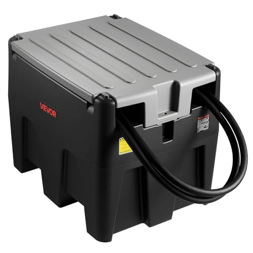 VEVOR Tragbarer Dieseltank, 220 L Fassungsvermögen & 48L/min Durchflussrate, Gaskraftstofftank mit 12 V Transferpumpe & 4 m Gummischlauch, PE-Diesel-Transfertanks für Kraftstofftransport, Schwarz