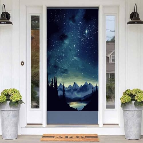 NFKHbous Seasonal Door Banner Decorations Celestial Night Sky Hanging Door Cover for Garden Yard Patio Birthday Party Wall