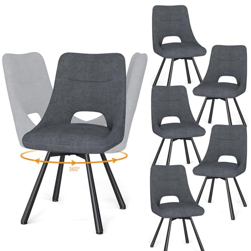WAFTING 360° Drehbare Esszimmerstühle mit Metallbein | Kunst-Kaschmir-Stoff, 48 cm Breite Sitzfläche, Moderne Gepolsterte Küchenstühle, für Esszimmer, Küche, Wohnzimmer und Cafés