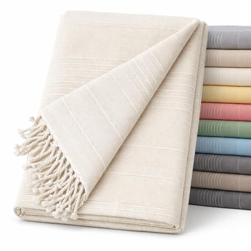 ECOMMERC3 | Foulard Multiusos Tamaño 130x180 cm Para Sofá o Cama - Colcha Decorativa Color Crudo Ligero y Elegante