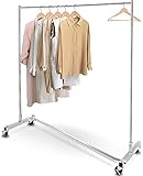 Simple Trending Industrial Grade Z-Base Clothes Garment Rack, Heavy Duty Clothing Rolling Rack on Wheels, 400lbs Load with 63