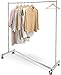 Simple Trending Industrial Grade Z-Base Clothes Garment Rack, Heavy Duty Clothing Rolling Rack on Wheels, 400lbs Load with 63" Extra Long Bar, Chrome