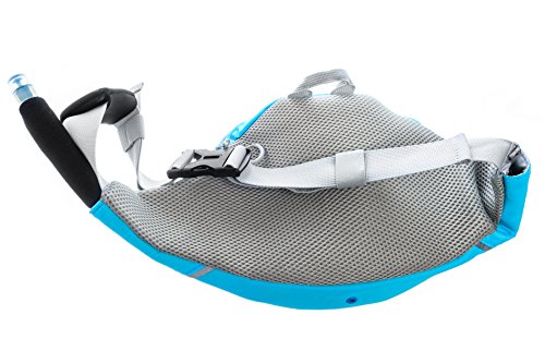 Mazama Designs Sidestream Go, 1.3 Liter Stand Up Paddle Board and Running Hydration Pack with Retracting Drink Tube, Hydration Belt, Aqua Blue