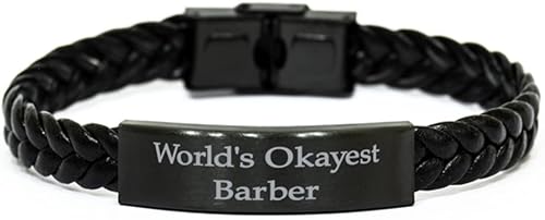 Los mejores regalos de peluquero, barbero del mundo, pulsera de cuero trenzado de graduación para peluquero del líder del equipo, suministros de