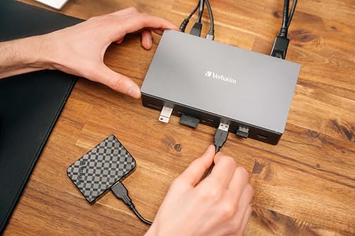 Verbatim USB-C Pro Station d'accueil 17 en 1 Hub multiport vers HDMI 4K et 8K, USB-A et USB-C, PD 100 W, AUX, Lecteur de Cartes, pour Mac/Windows Laptop et Autres