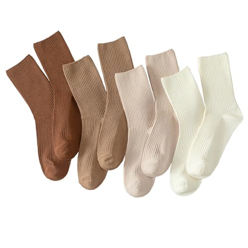 Image of ANYANIME 8 Pairs of Crew Socks for Women Soft Cotton Socks Comfortable And Breathable Cute Socks