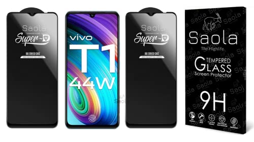 Image of Saola HD+ Oleophobic Tempered Glass Screen Protector For Vivo T1 (Pack Of 2) with Free Installation Kit. Full screen Coverage - 6.58 inch