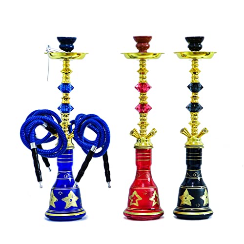 YYMMHH Arabische Glas-Wasserpfeife mit voller Stange, mittlere Wasserpfeife, vier Rohre, Wasserpfeife, Shisha, für… – Bild 7