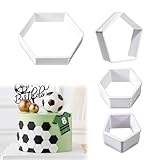 JUGUTA 4-teiliges Fußball-Ausstechformen-Set: Sechseckige Fußball-Formen in verschiedenen Größen, zuverlässiger Kunststoff, für Zuhause, Keksgeschäfte, Konditoreien & mehr