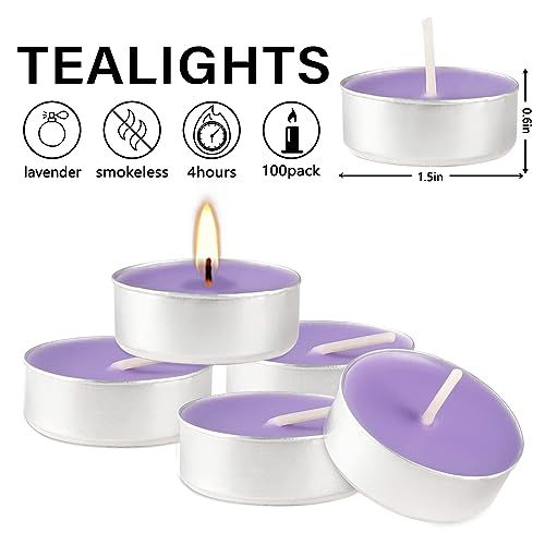 Pliadvbu 546 100 Pack Tea Lights Scented Candles Set, Lavender Mini Votive Candles Bulk thumb #2
