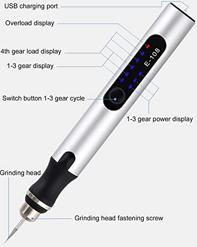 Elektrische Gravierstift, Gravierwerkzeugsatz Gravur Gerät USB Mini Gravierstift Mit Gravurzubehör für Schnitzen,Glas,Holz,Metall, Stein, Kunststoff,Keramik,Schmuck,Nägel